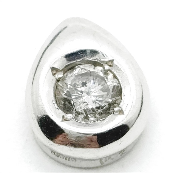 18k 0.2ct Natural Diamond White Gold Solid Pendant Necklace no Silver solid gold - Picture 1 of 13
